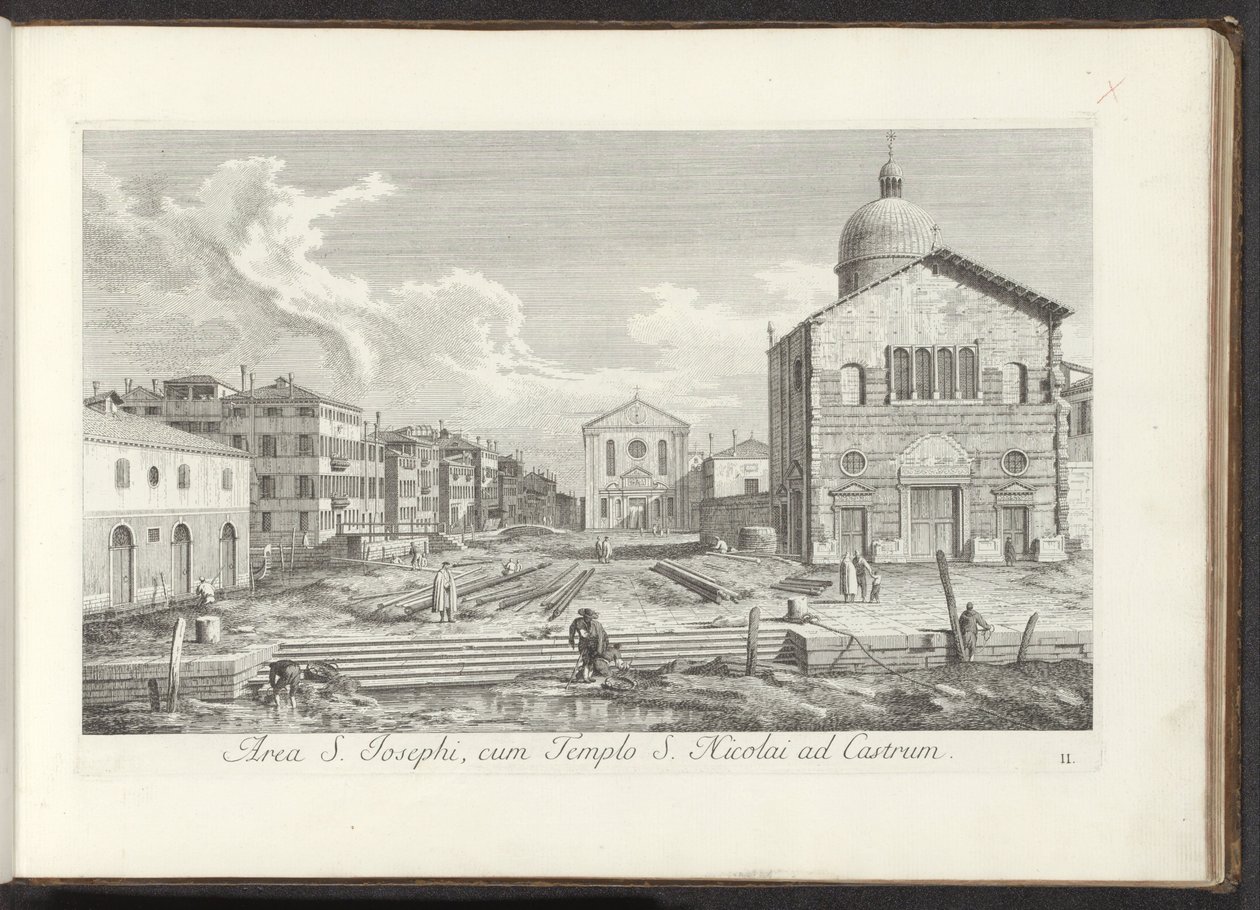 Se på Chiesa di San Giuseppe di Castello te Venetië St. Joseph-området med St. Nicholas-templet på slottet (titel på objektet) Gezichten op bugemenen en pleinen in Venetië (serietitel) Mere berømte udsigter over byen Venedig fra Antonius-kanalens malerier af Antonio Visentini