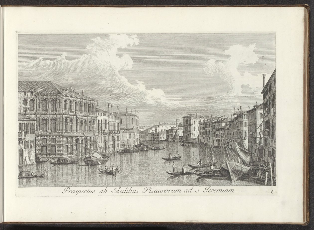 Se på Canal Grande i Venedig Udsigt fra husene i Pisa til St. Jeremias (titel på objektet) De mest berømte udsigter over byen Venedig, fra Antonius-kanalens 38 paneler, trykt på messing af Antonio Visentini, opdelt i tre dele. anden del af Antonio Visentini