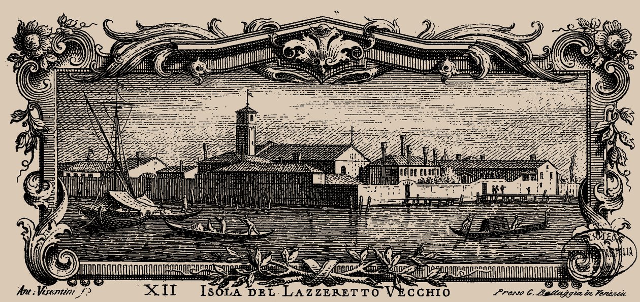 Venetiansk øboer, XII. Øen Lazzaretto Vecchio, 1777. af Antonio Visentini