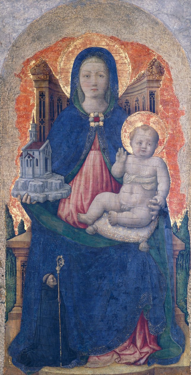 Madonna med barn, detalje af Praglia-altertavlen, af Antonio Vivarini (1418-før 1484), 67x33 cm af Antonio Vivarini