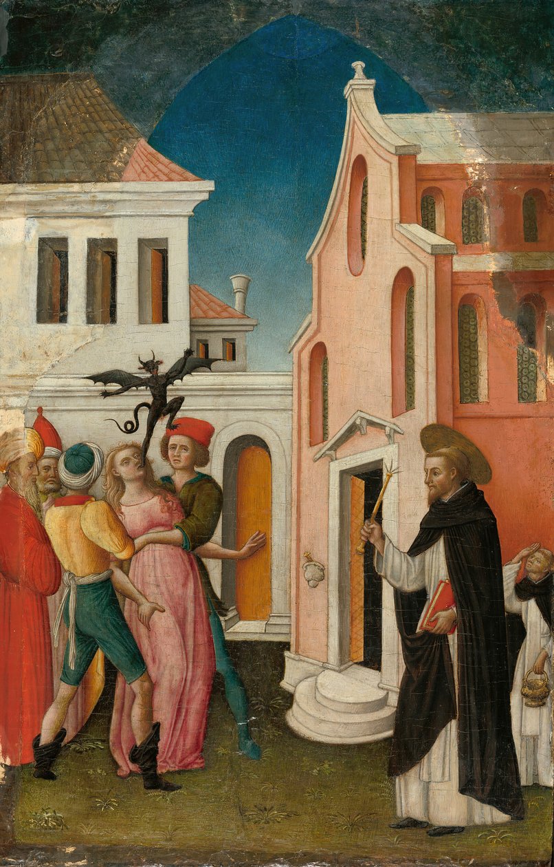 Sankt Peters martyr uddriver en kvinde besat af en djævel, 144555. af Antonio Vivarini