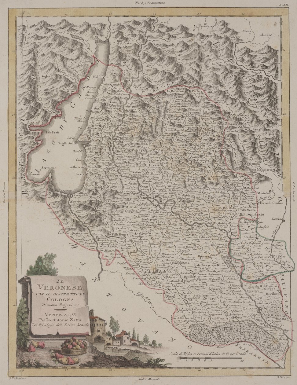 Regionen Verona med distriktet Cologna, 1783 af Antonio Zatta