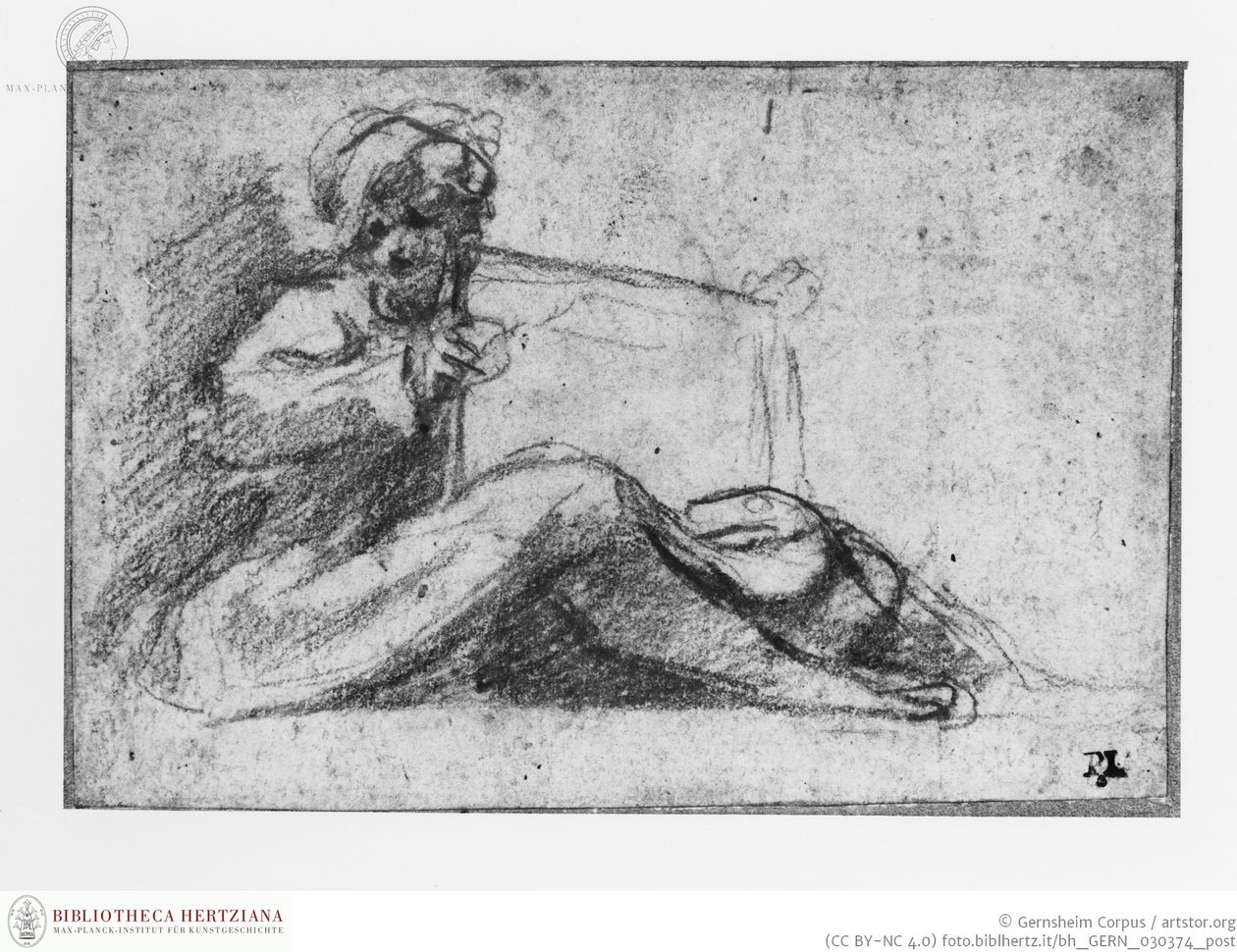 Correggio - Siddende figur med bog, obj08025393 af Antonio da Correggio