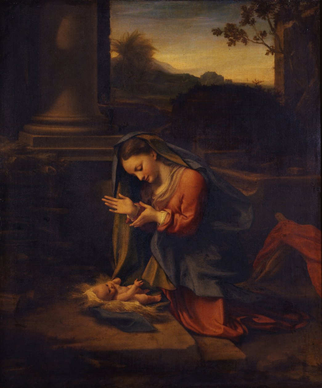 Madonna tilbeder barnet, ca. 1525 af Antonio da Correggio