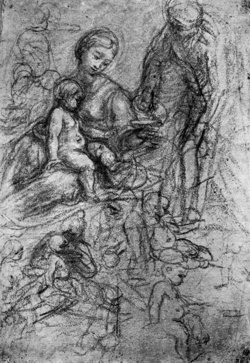 Skitser for en hellig familie, af Allegri Da Correggio, 1913. af Antonio da Correggio