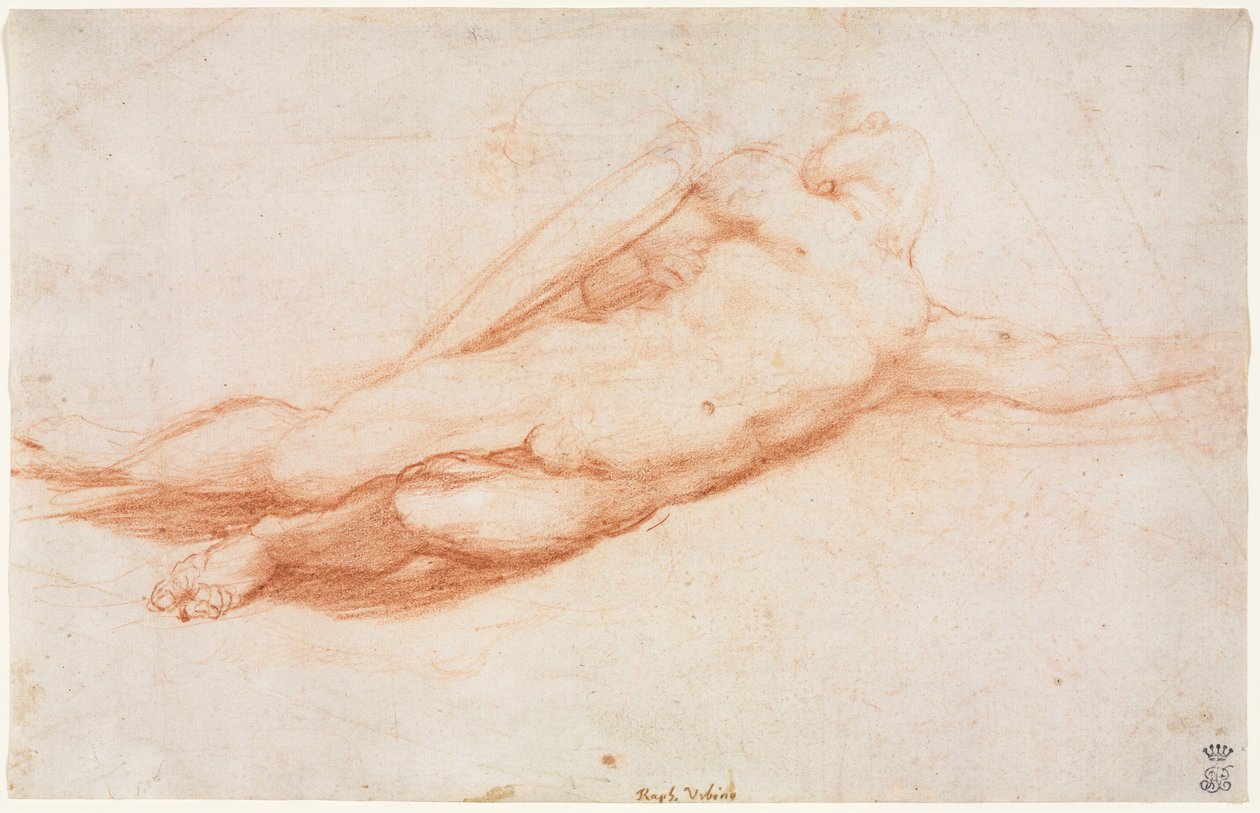 Studie af en falden soldat, muligvis omvendelsen af Saul recto, ca. 1525. af Antonio da Correggio