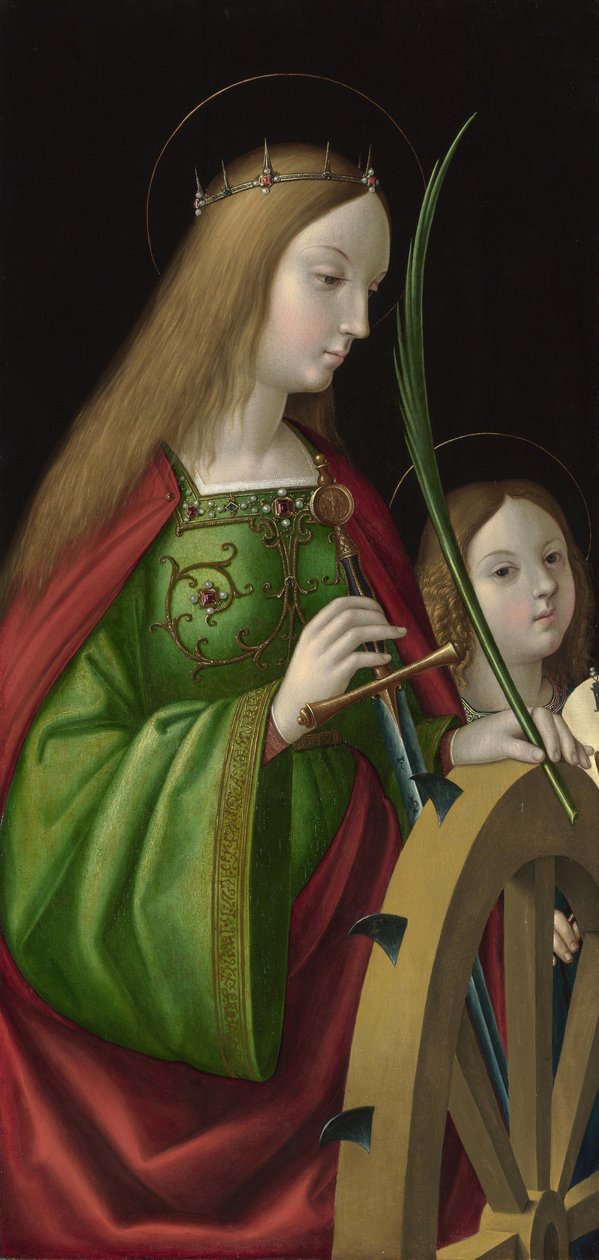 ""Sankt Katarina af Alexandria"" (død omkring 307) Maleri af Antonio Solario (aktiv omkring 1502-1518), olie på træ, 84 x 40 cm af Antonio da Solario