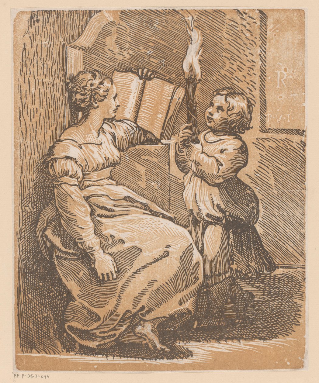 Læser Sibylle med barn af Antonio da Trento (attributed to)