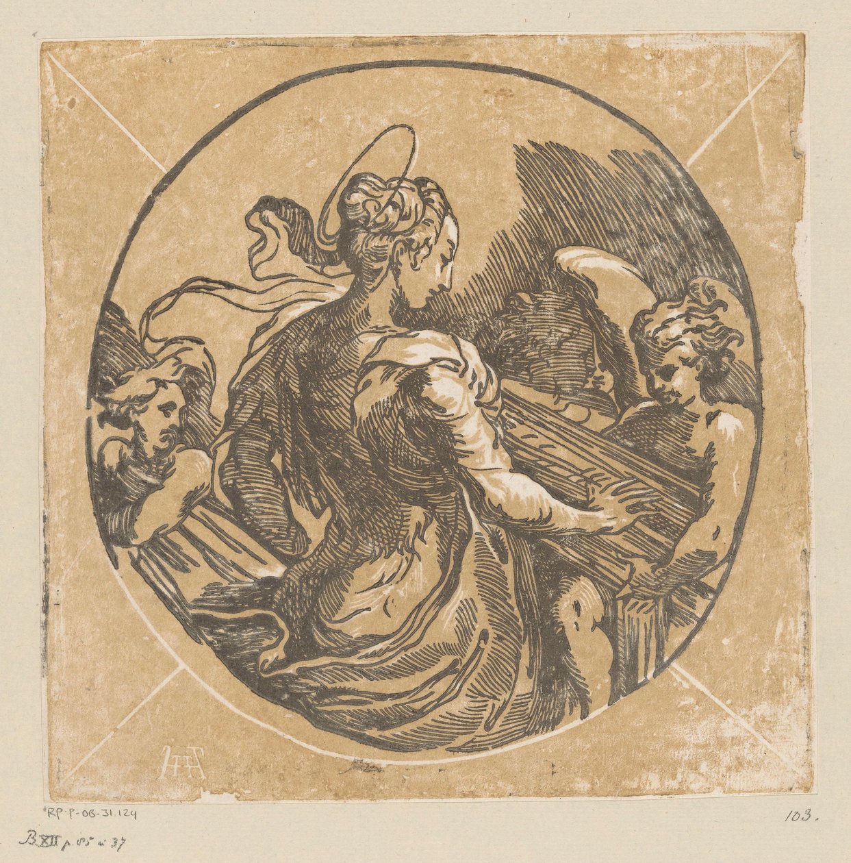 Heilige Cecilia musicerend af Antonio da Trento (possibly)