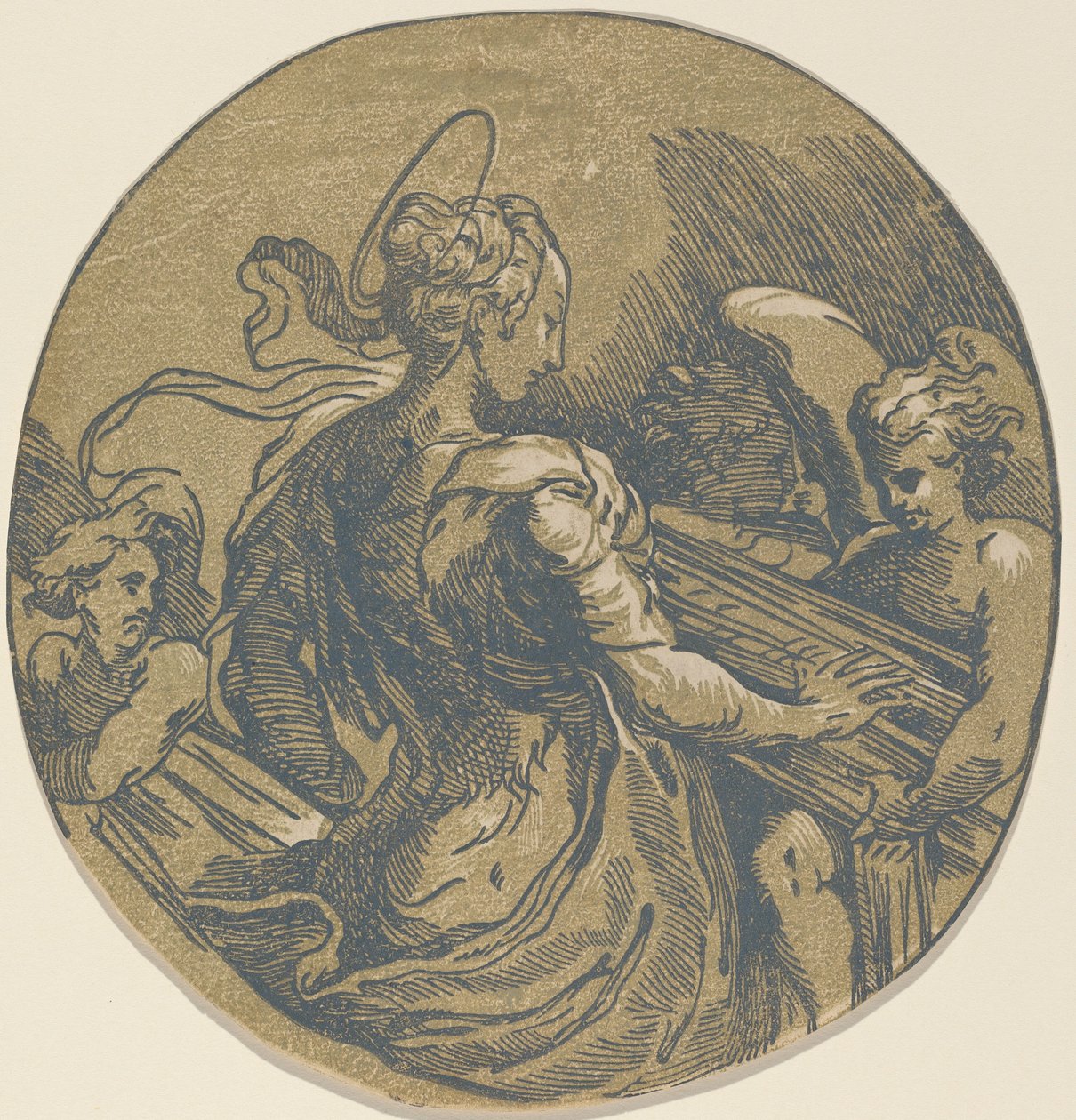 Sankt Cecilia af Antonio da Trento after Parmigianino