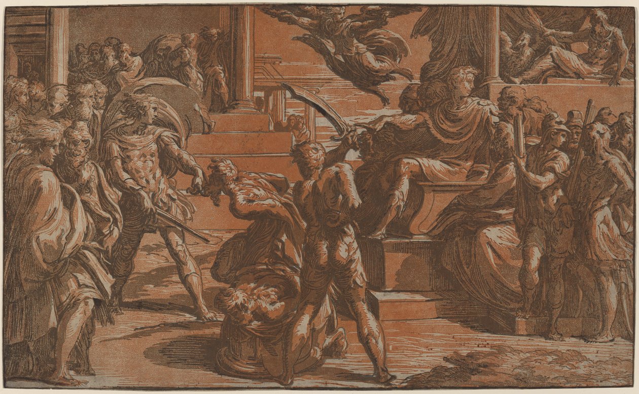 To Helliges Martyrium af Antonio da Trento, after Parmigianino