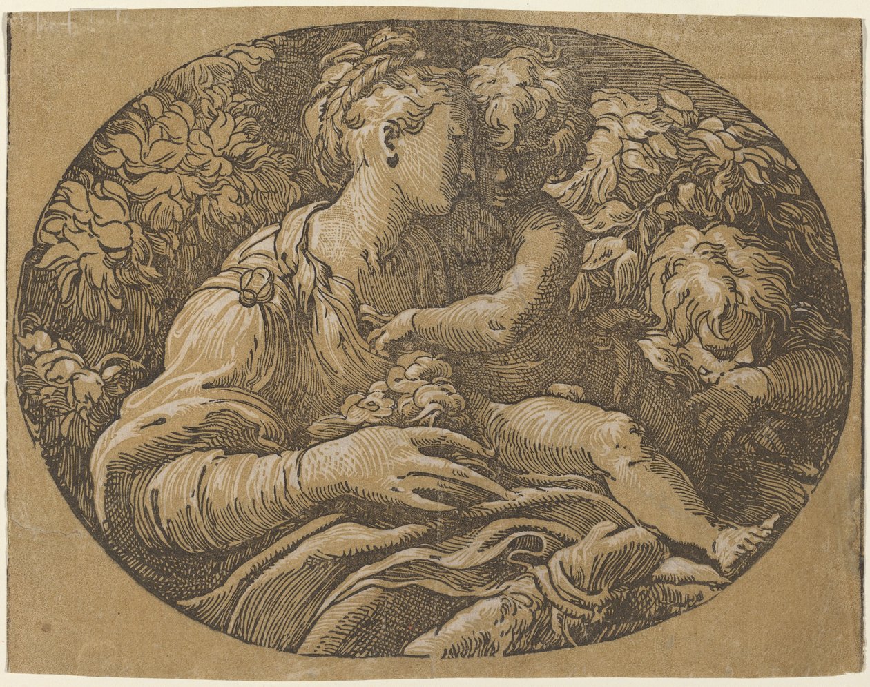 Jomfruen med rosen af Antonio da Trento after Parmigianino