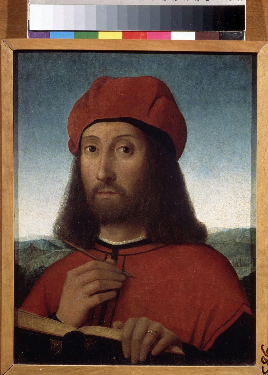 Portræt af en mand (Portræt af en mand). Maleri af Antonello de Saliba (Antonio da Saliba) (cirka 1467-efter 1535). Olie på træ, 30 x 23 cm. Siciliansk kunst, italiensk renæssance. Pushkin Museum of Fine Arts, Moskva. af Antonio de Saliba