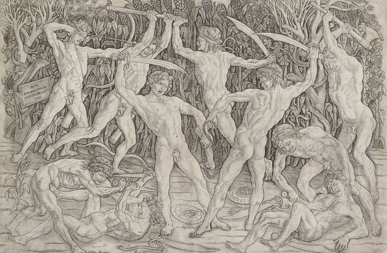 Slaget ved nøgne mænd, c1470-1475 af Antonio Pollaiuolo