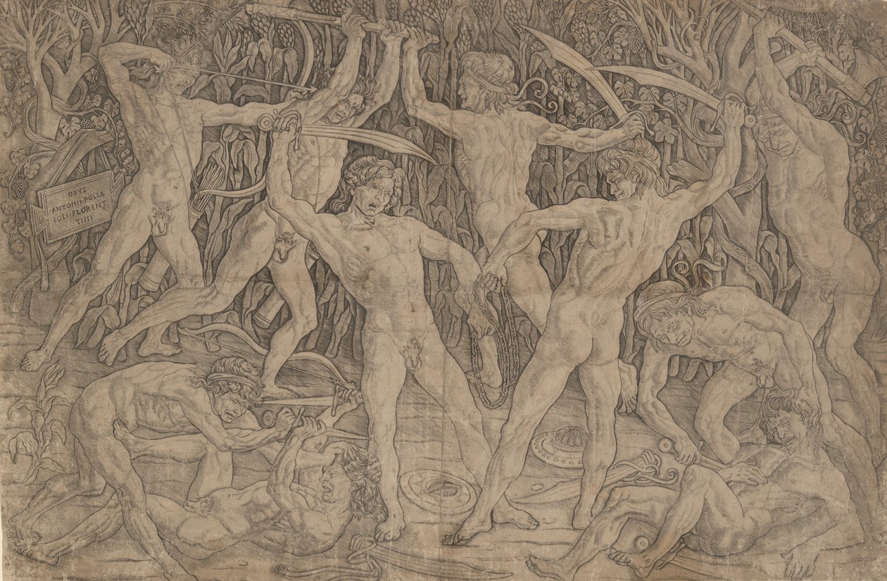 Slaget om de nøgne mænd, ca. 1470-90., ca. 1470-90. af Antonio Pollaiuolo