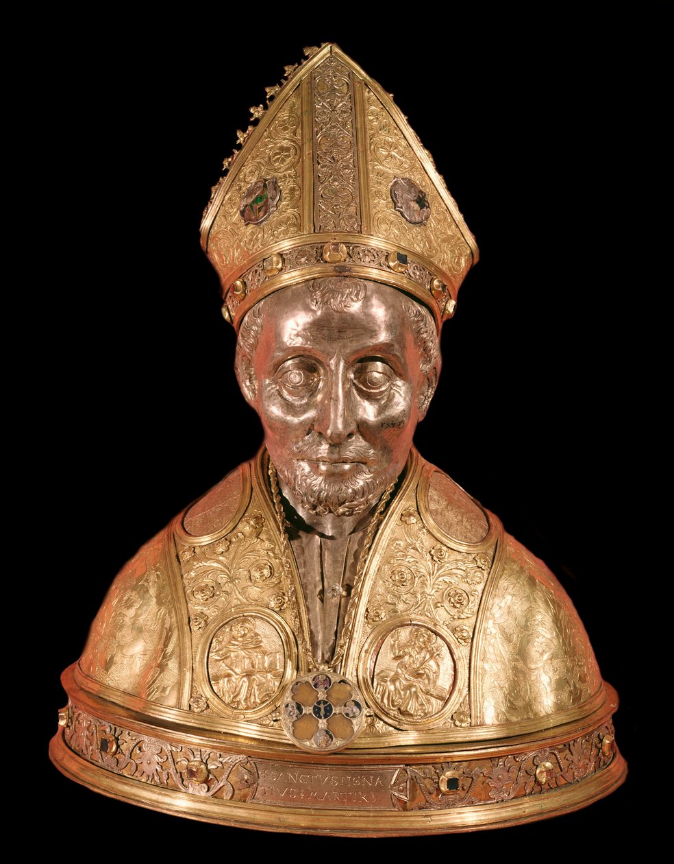 Relikviebuste af Ignatius af Antiokia (ca. 35-110) (Relikviebuste af Ignatius af Antiokia) Guldkobberskulptur tilskrevet Antonio di Salvi, toscansk skole i det 15. århundrede Firenze, Museo Nazionale del Bargello, n Inv 4 ELLER af Antonio di Salvi