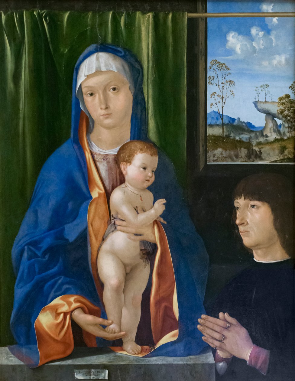 Jomfru Maria med barn og donor af Antonio known as lo Zingaro Solaro