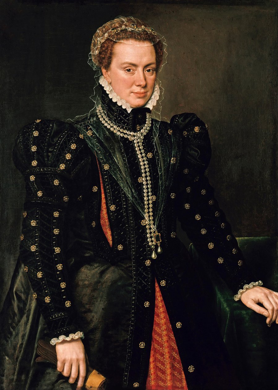 Portræt af Margaret af Parma, hertuginde af Parma og guvernør i Nederlandene af Antonis Mor