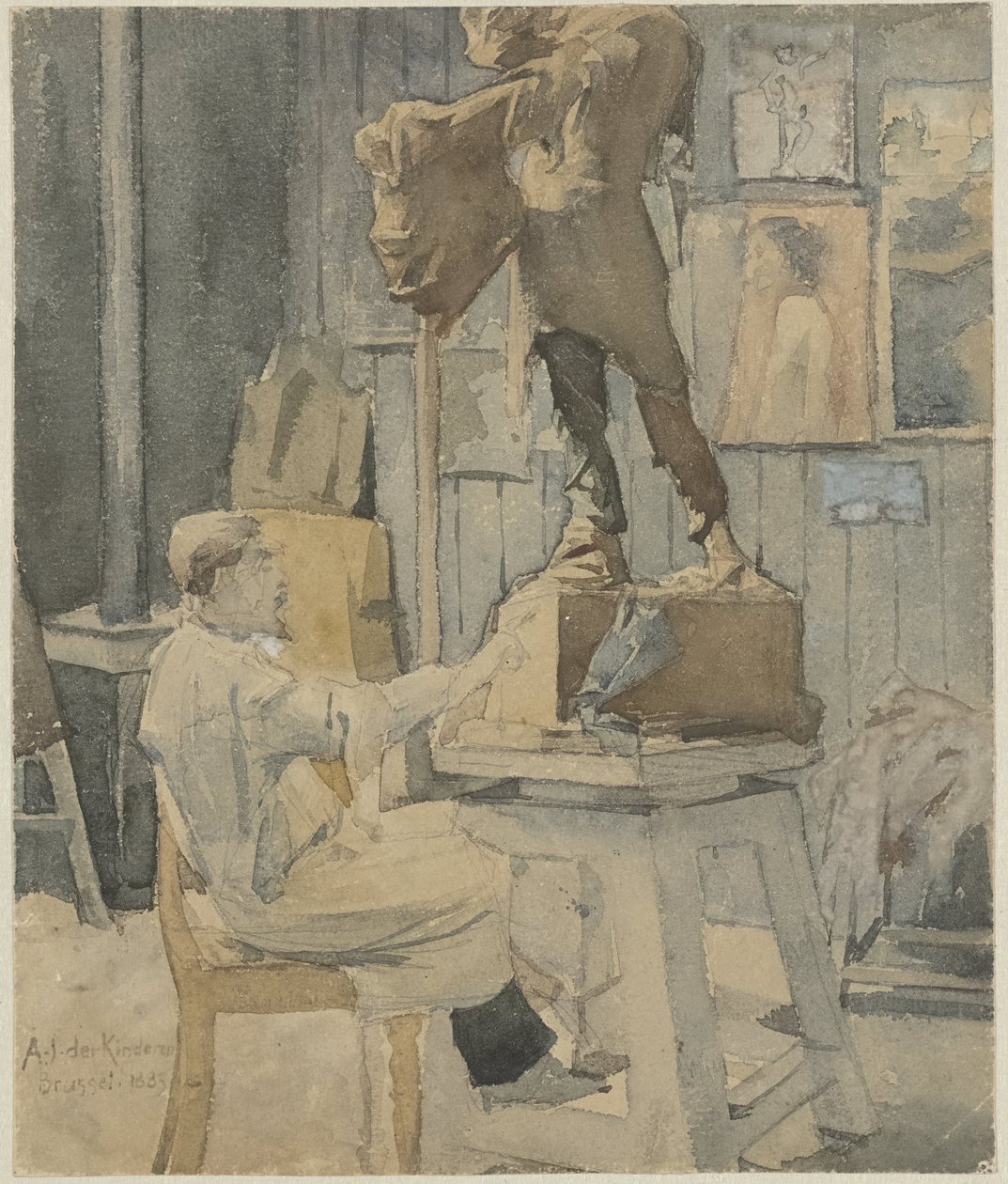 Jan Toorop i et billedhuggeratelier af Antoon Derkinderen