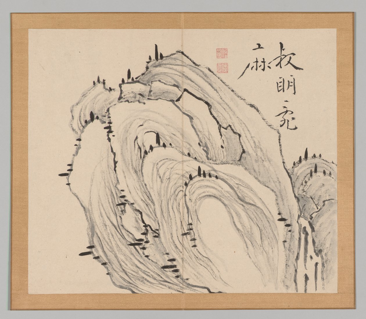 Dobbelt album af landskabsstudier efter Ikeno Taiga, bind 1 blad 11, 1700-tallet. af Aoki Shukuya