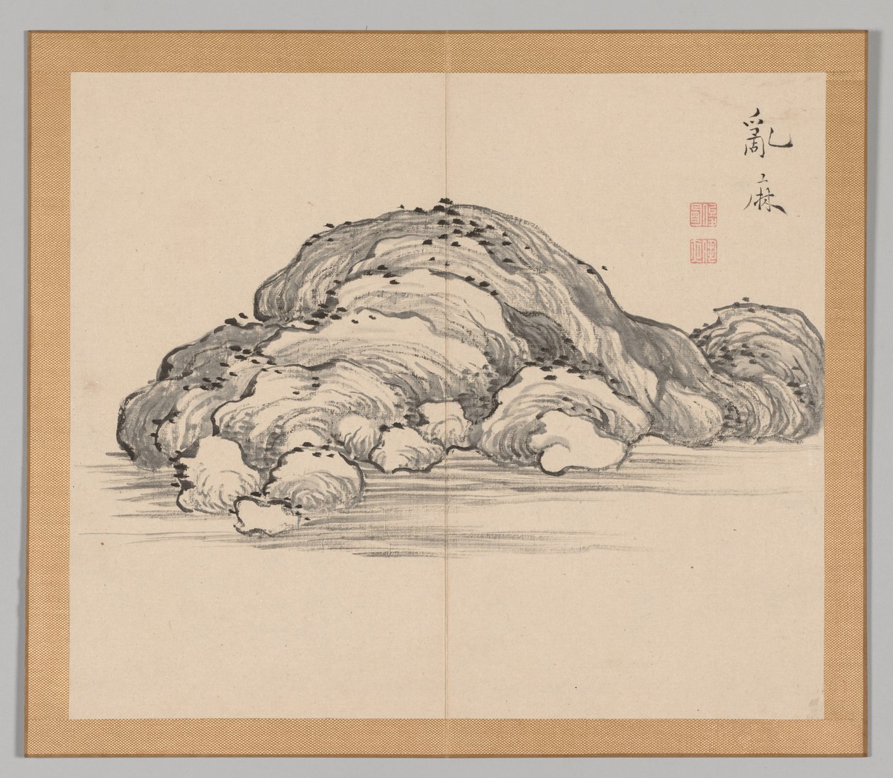 Dobbelt album af landskabsstudier efter Ikeno Taiga, bind 1 blad 12, 1700-tallet. af Aoki Shukuya