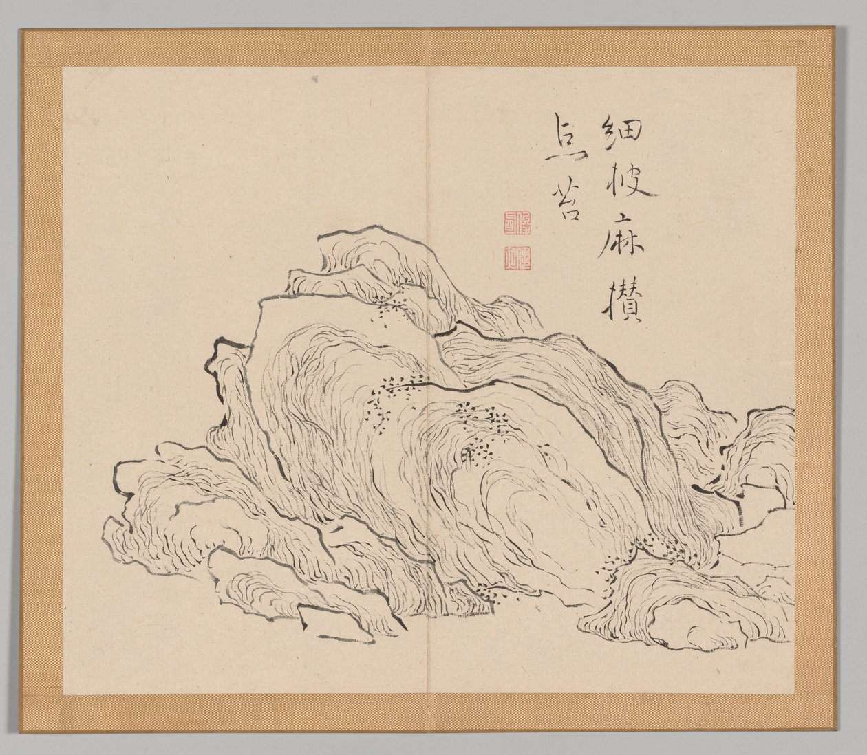 Dobbelt album af landskabsstudier efter Ikeno Taiga, bind 1 blad 13, 1700-tallet. af Aoki Shukuya