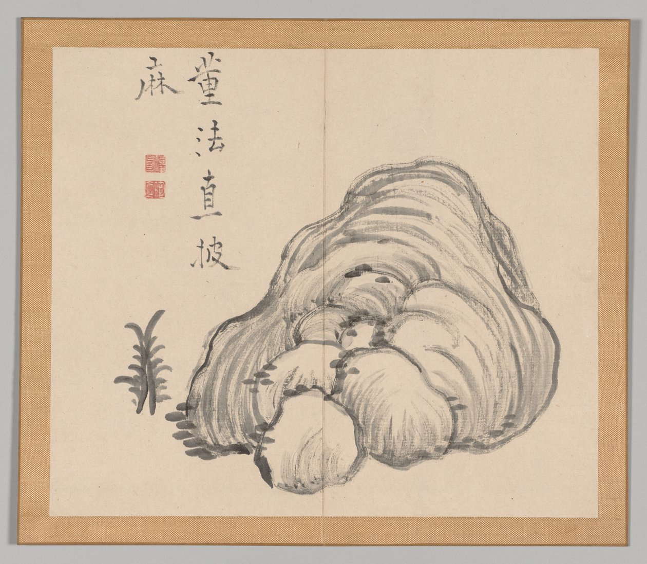 Dobbelt album af landskabsstudier efter Ikeno Taiga, bind 1 blad 14, 1700-tallet. af Aoki Shukuya