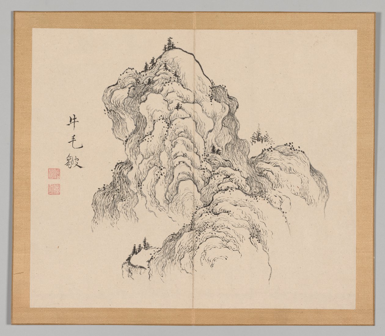 Dobbelt album af landskabsstudier efter Ikeno Taiga, bind 1 blad 16, 1700-tallet. af Aoki Shukuya