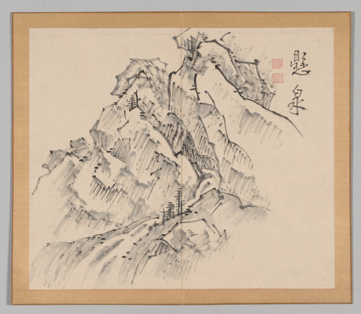 Dobbelt album af landskabsstudier efter Ikeno Taiga, bind 1 blad 26, 1700-tallet. af Aoki Shukuya