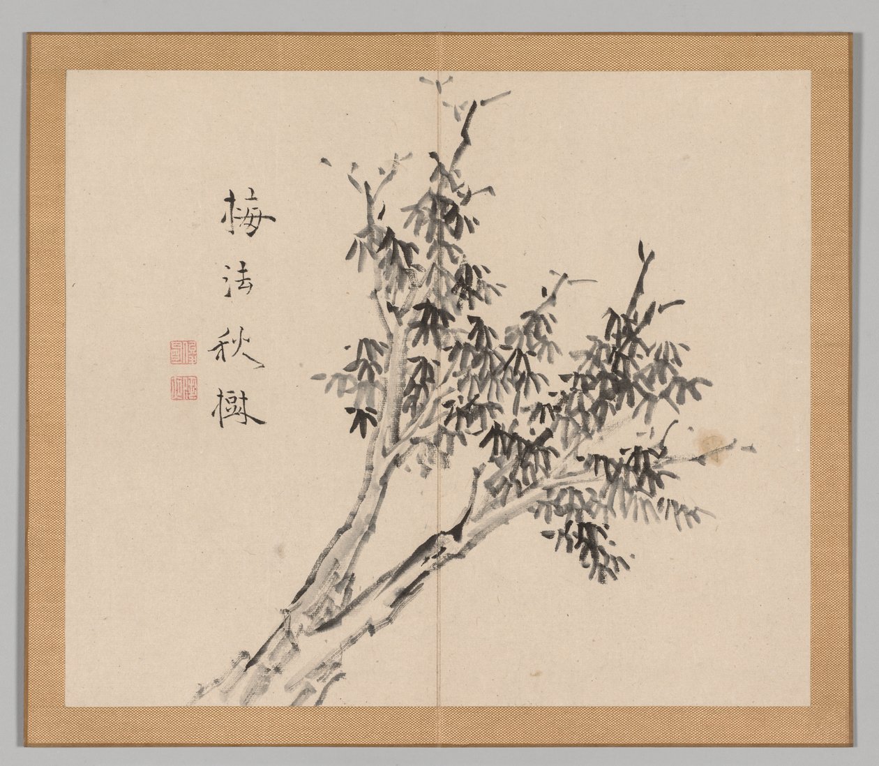 Dobbelt album af landskabsstudier efter Ikeno Taiga, bind 1 blad 3, 1700-tallet. af Aoki Shukuya