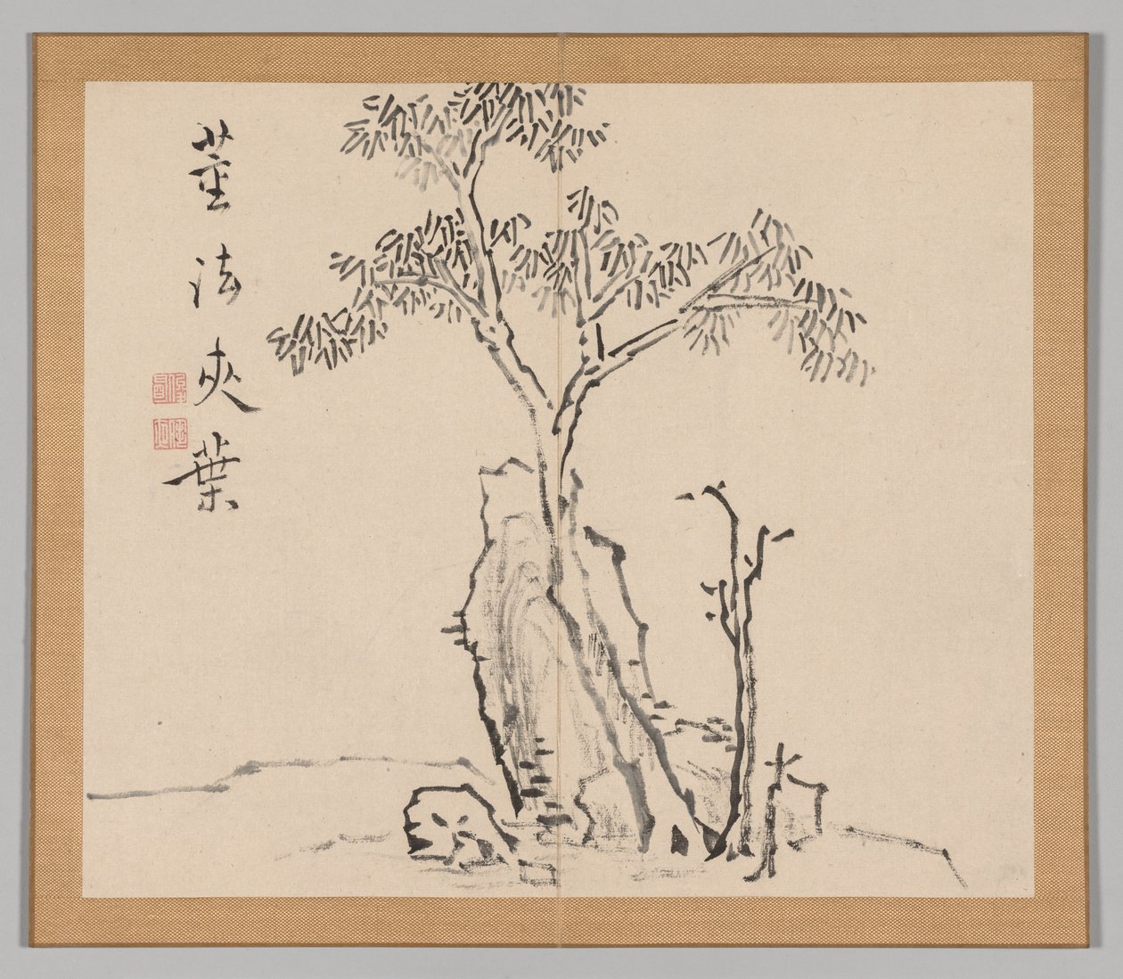 Dobbelt album af landskabsstudier efter Ikeno Taiga, bind 1 blad 4, 1700-tallet. af Aoki Shukuya