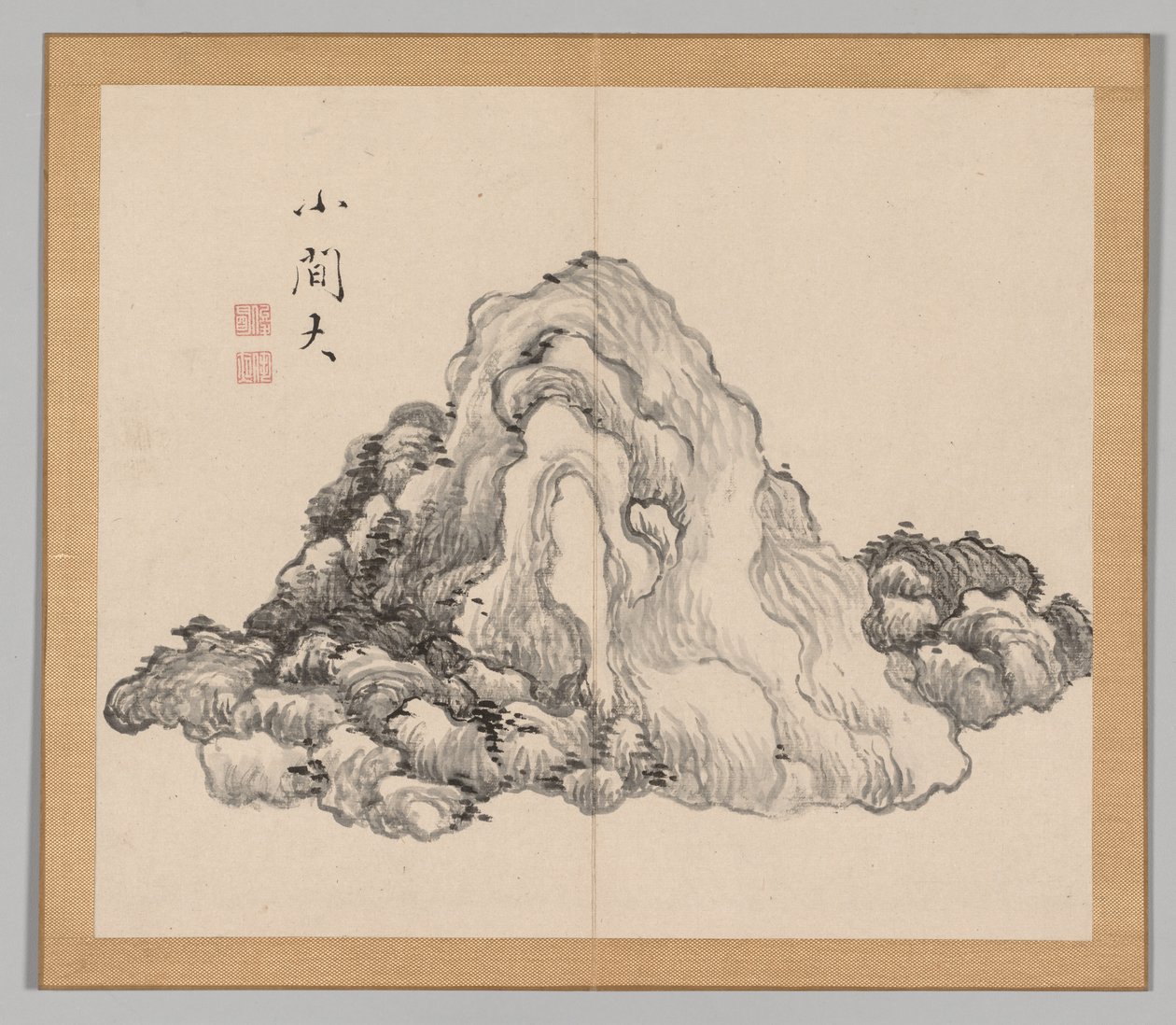 Dobbelt album af landskabsstudier efter Ikeno Taiga, bind 1 blad 7, 1700-tallet. af Aoki Shukuya