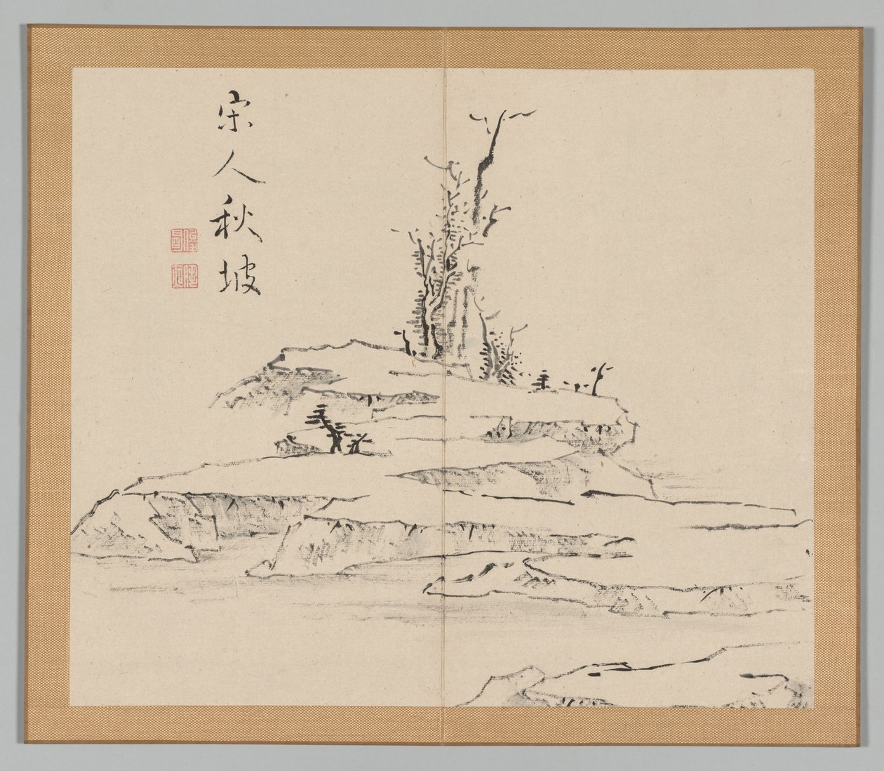 Dobbelt album af landskabsstudier efter Ikeno Taiga, bind 2 blad 12, 1700-tallet. af Aoki Shukuya