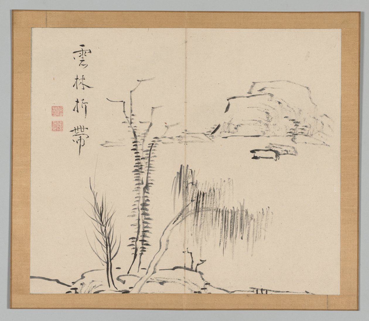 Dobbelt album af landskabsstudier efter Ikeno Taiga, bind 2 blad 16, 1700-tallet. af Aoki Shukuya