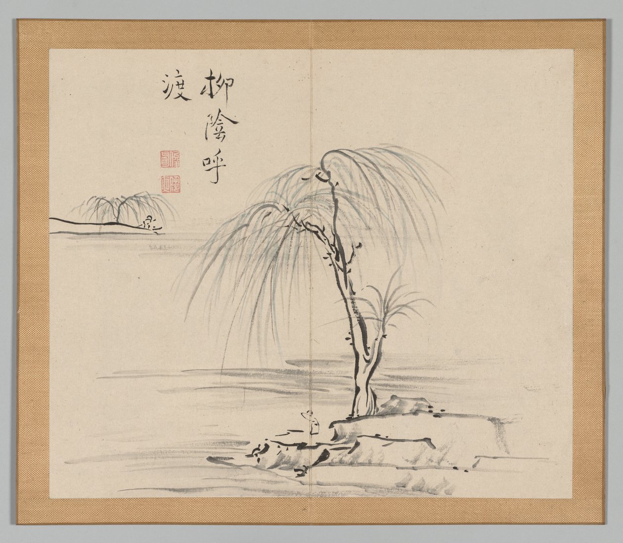 Dobbelt album af landskabsstudier efter Ikeno Taiga, bind 2 blad 18, 1700-tallet. af Aoki Shukuya