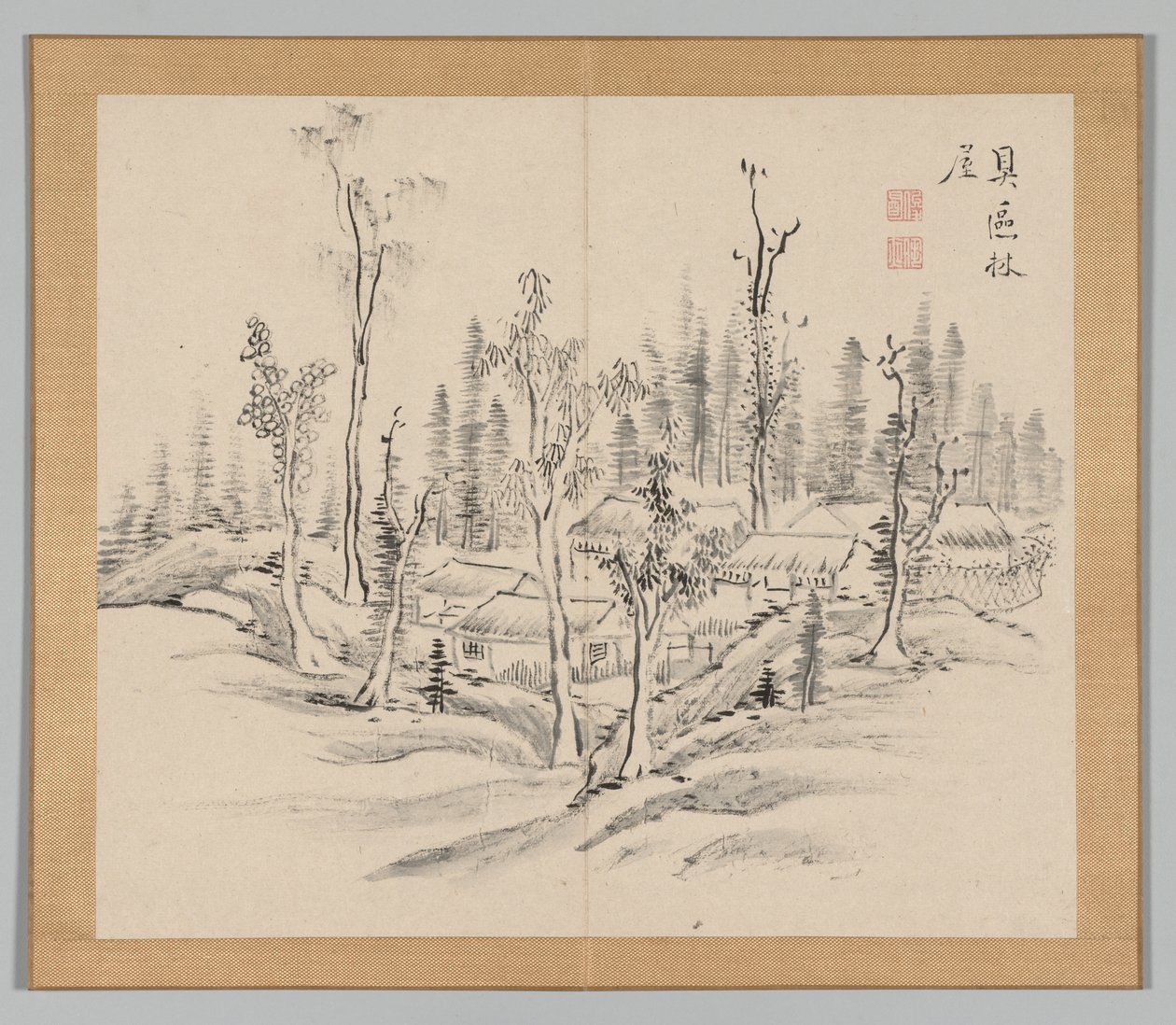 Dobbelt album af landskabsstudier efter Ikeno Taiga, bind 2 blad 23, 1700-tallet. af Aoki Shukuya