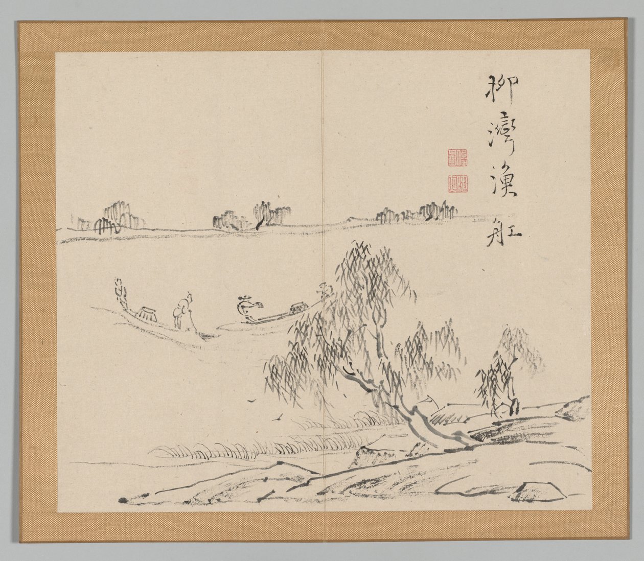 Dobbelt album af landskabsstudier efter Ikeno Taiga, bind 2 blad 27, 1700-tallet. af Aoki Shukuya