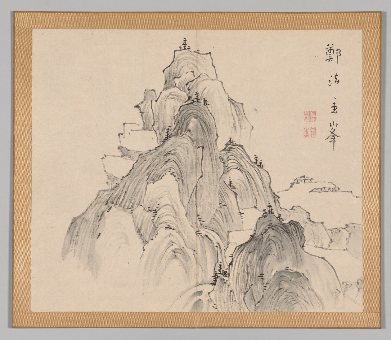 Dobbelt album af landskabsstudier efter Ikeno Taiga, bind 2 blad 2, 1700-tallet. af Aoki Shukuya