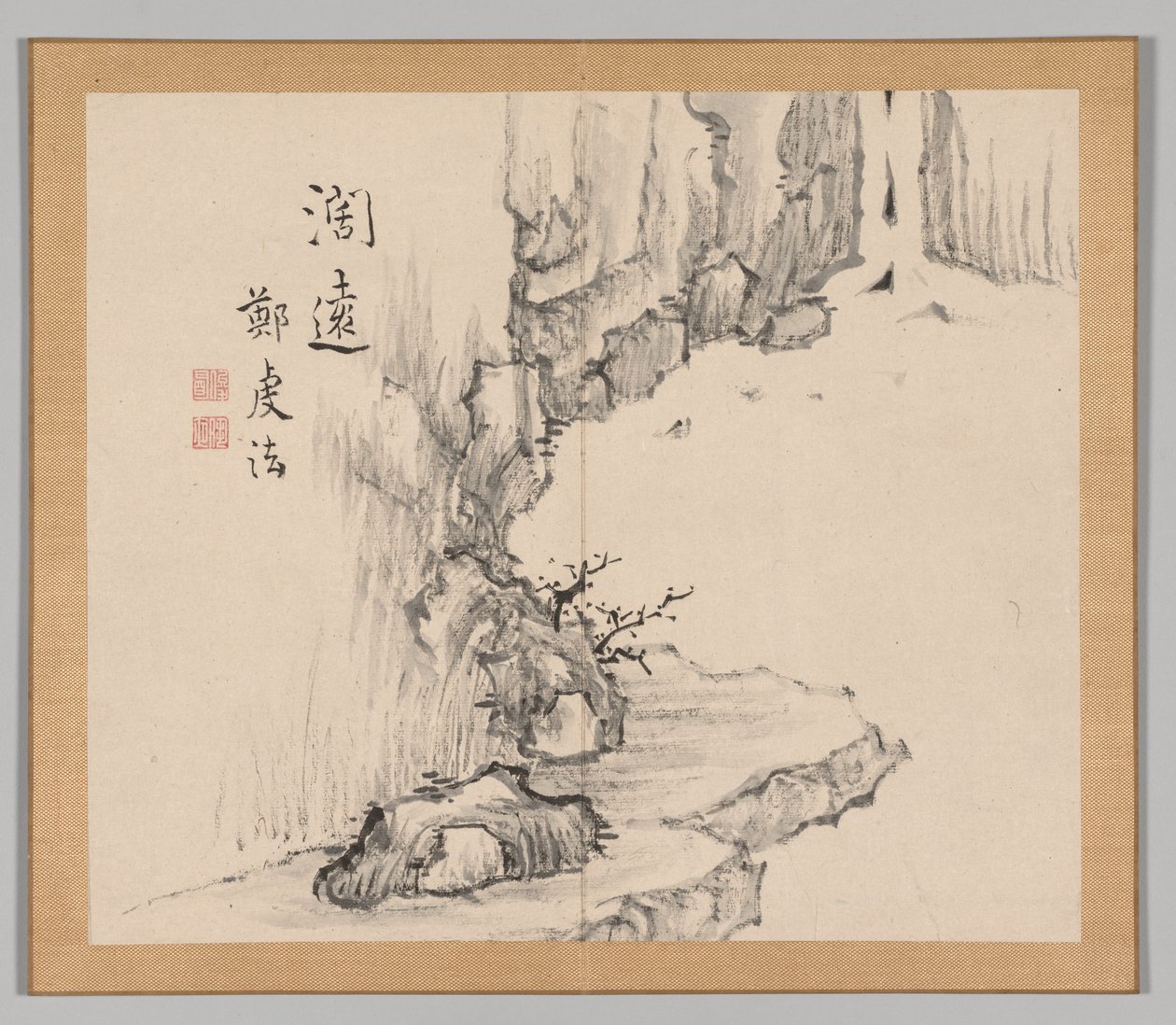 Dobbelt album af landskabsstudier efter Ikeno Taiga, bind 2 blad 4, 1700-tallet. af Aoki Shukuya