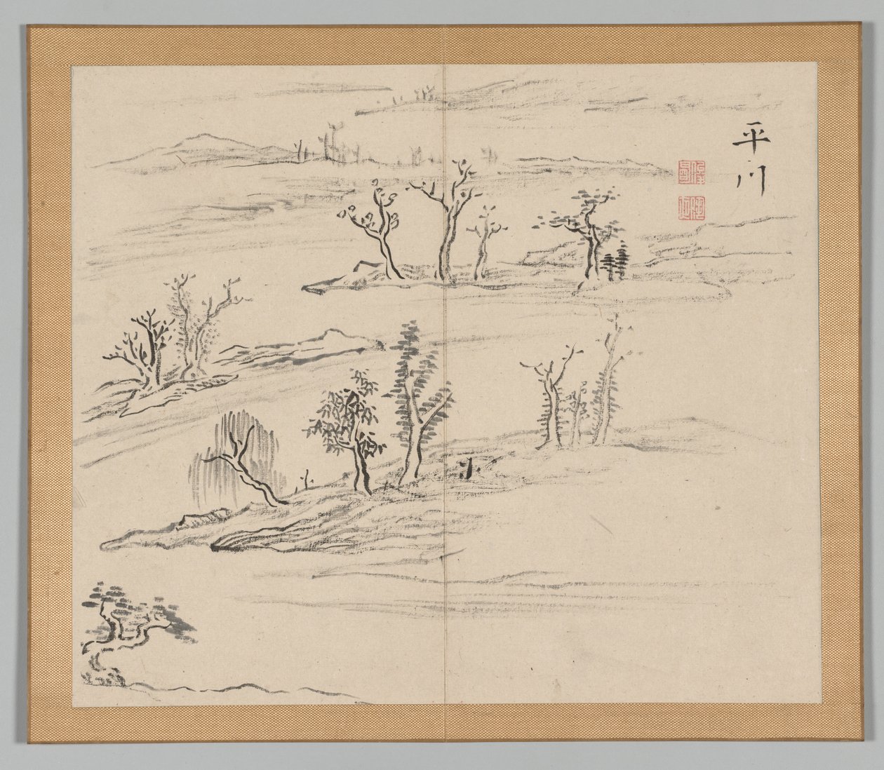 Dobbelt album af landskabsstudier efter Ikeno Taiga, bind 2 blad 9, 1700-tallet. af Aoki Shukuya