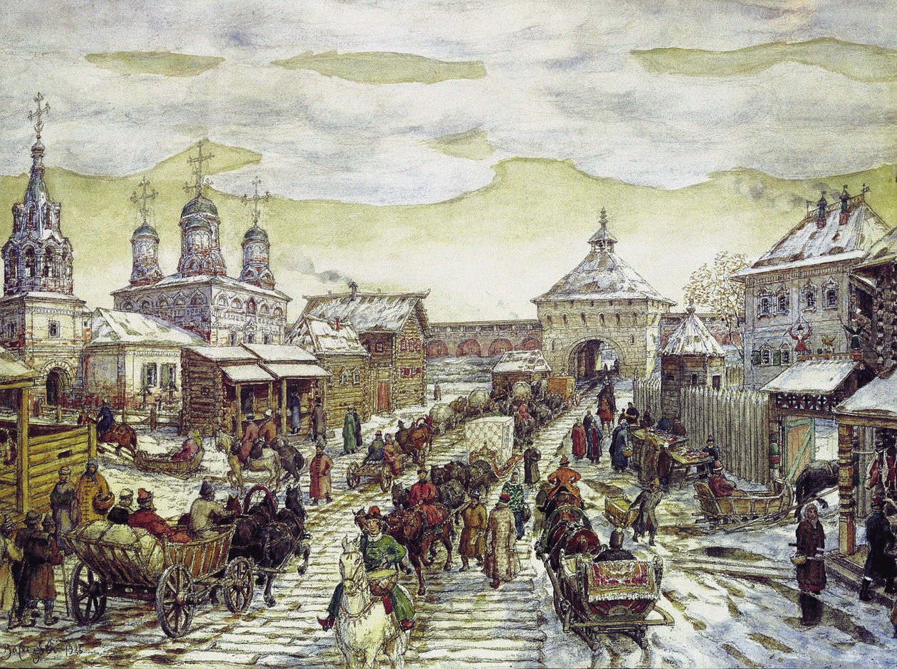 Ved Myasnitskaya-portene til Bely Gorod i Moskva i det XVII århundrede, 1926 af Apollinari Mikhailovich Vasnetsov