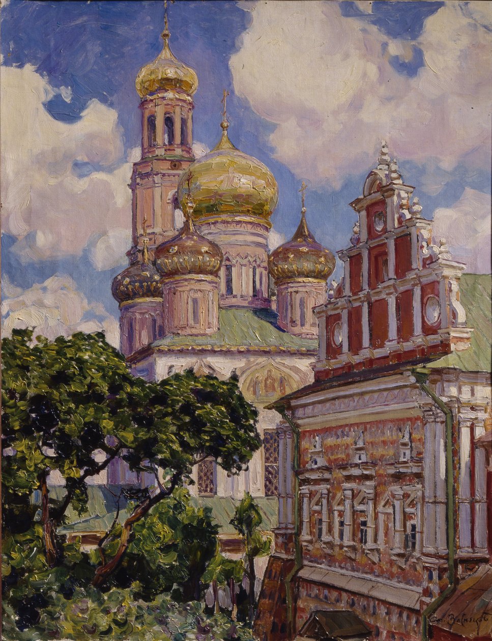 Skyer og gyldne kupler. Simonov-klosteret, 1927 af Apollinari Mikhailovich Vasnetsov