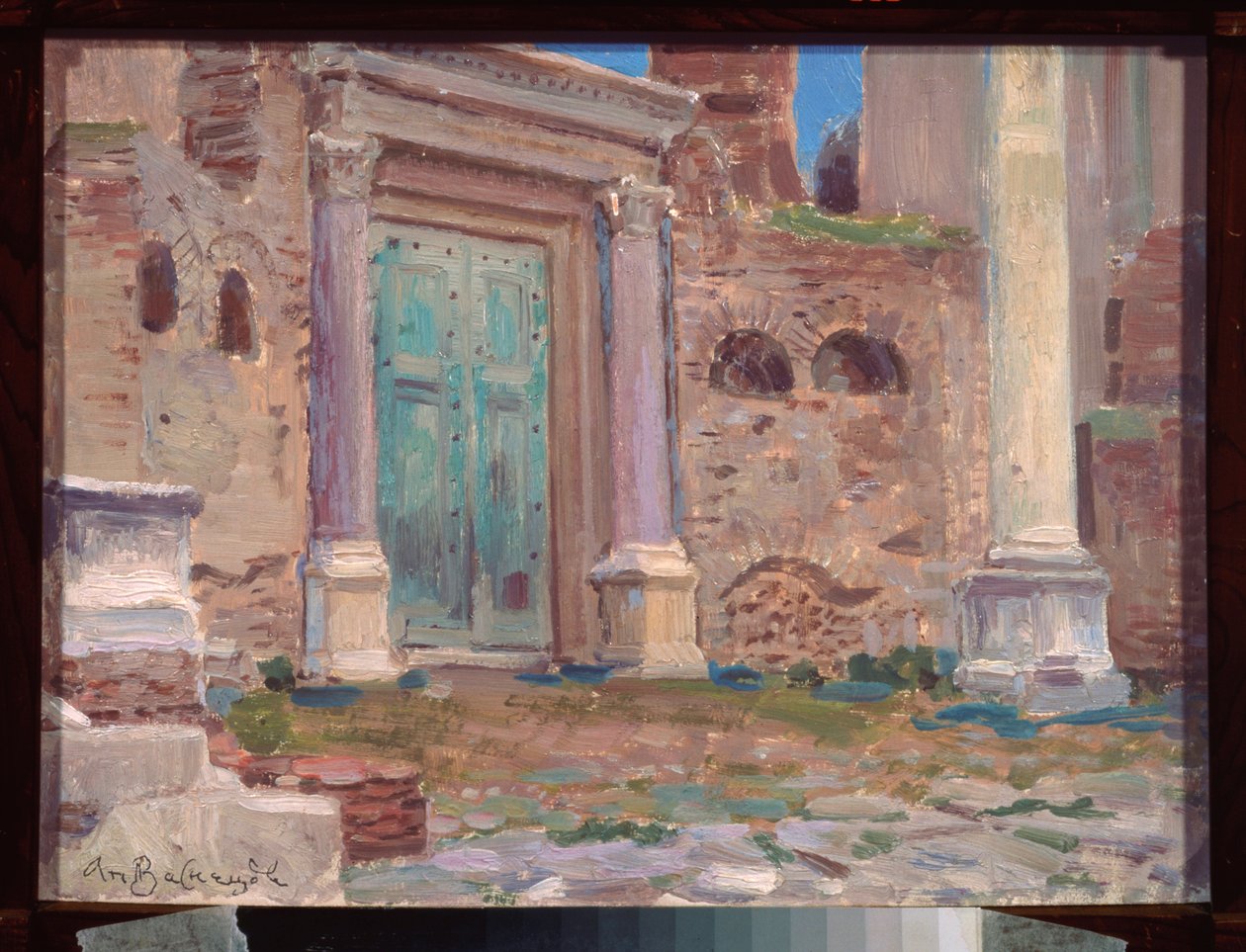 Le temple de Janus a Rome (Italien) (Janustemplet i Rom) - Værk af Appolinari Mikhaylovich Vasnetsov (1856-1933), olie på pap, russisk kunst 1800-tallet - N Yaroshenko Kunstmuseum, Kislovodsk (Rusland) af Apollinari Mikhailovich Vasnetsov