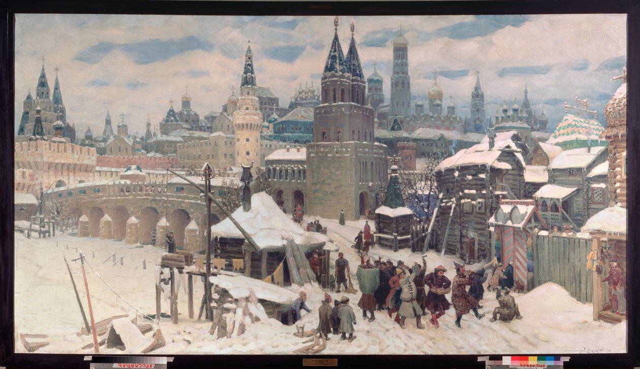 Moskva i det 17. århundrede, Allehelgensbroen - Maleri af Appolinari Mikhaylovich Vasnetsov (1856-1933), olie på lærred af Apollinari Mikhailovich Vasnetsov