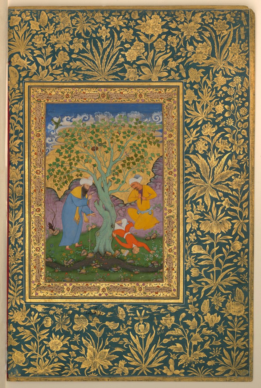 Aqa Riza, en ungdom faldet fra et træ, folio fra Shah Jahan -albummet af Aqa Riza