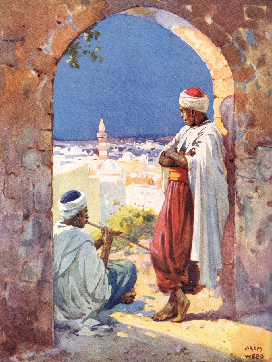 Music in a Gateway of the Olden World, illustration fra 