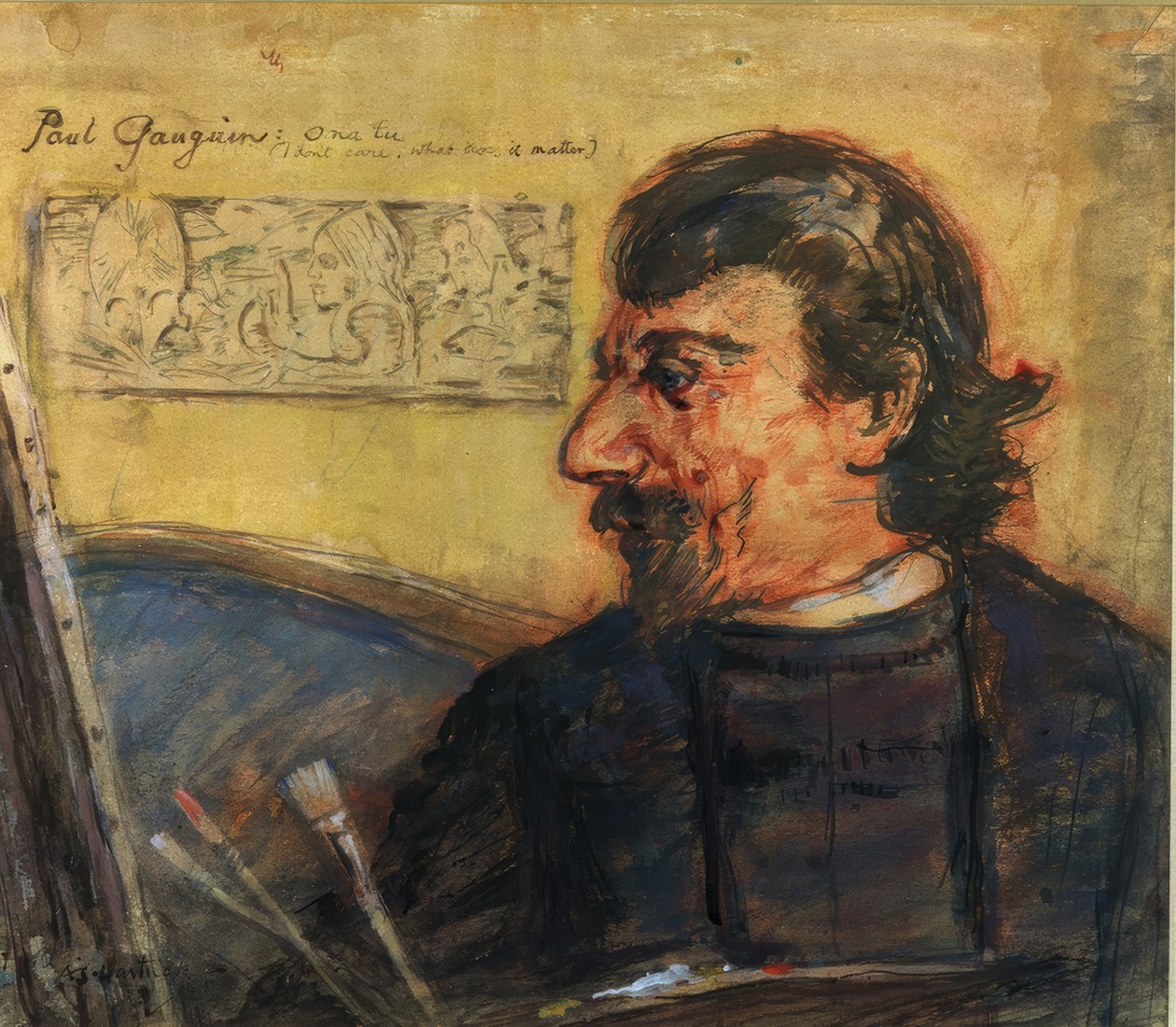 Portræt af Paul Gauguin af Archibald Standish Hartrick