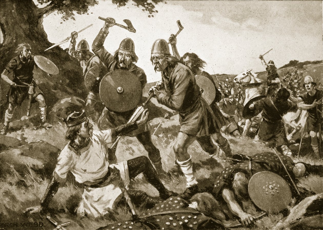Kong Oswalds nederlag og død, 642, illustration fra 