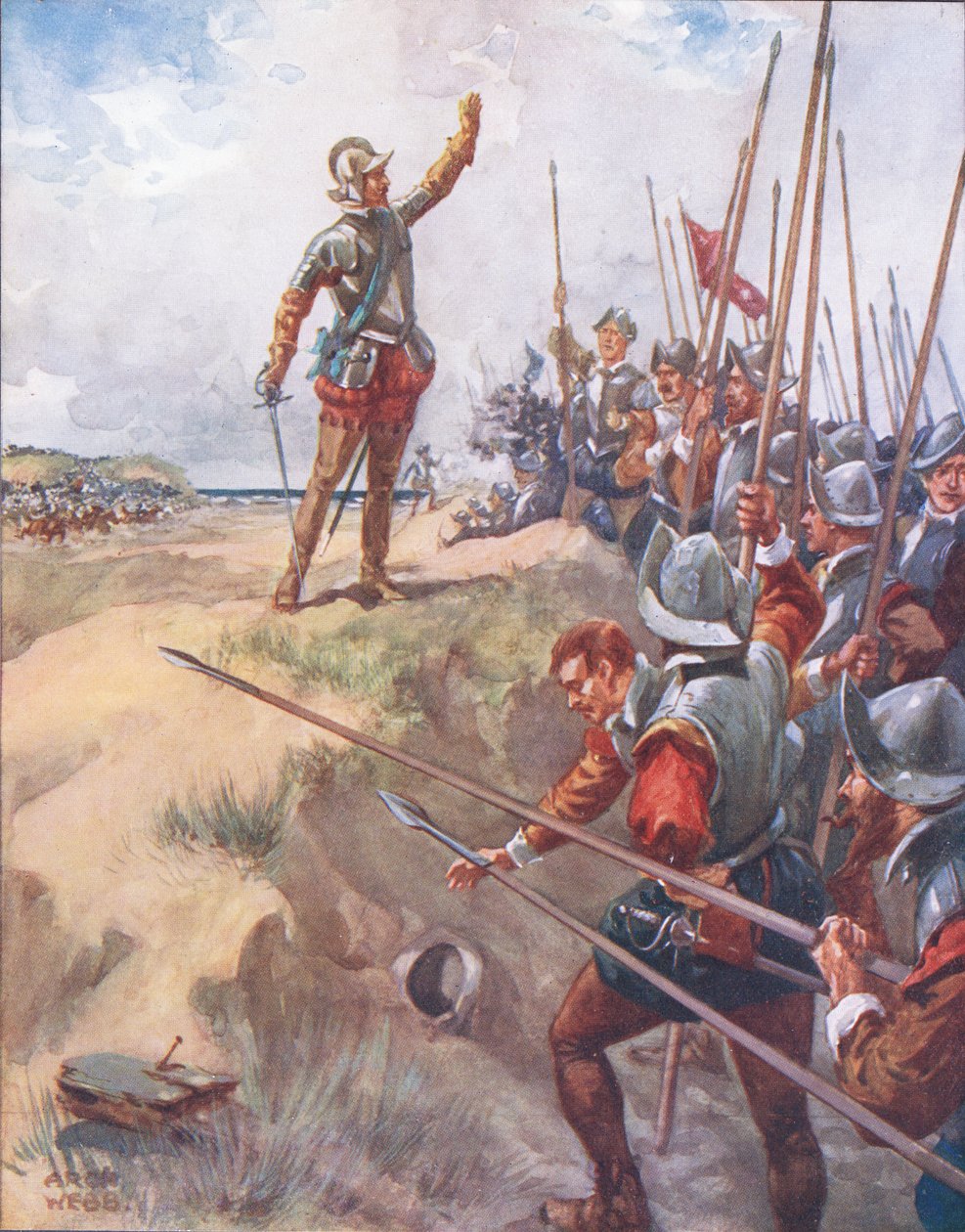 Jeg vil være den modigste mand i kampen, illustration fra Ballads of Famous Fights, ca. 1900 af Archibald Webb