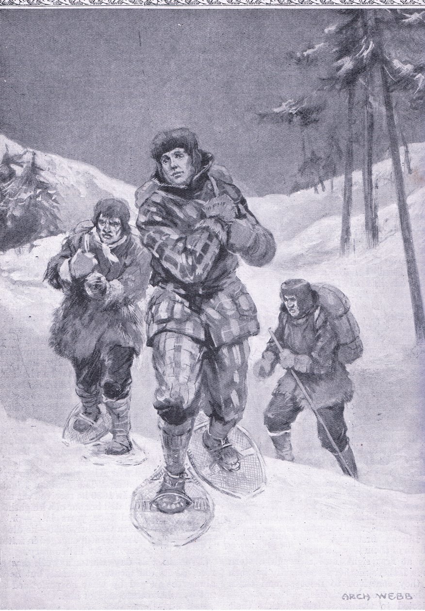 Gennem sporløst spild til Labrador (Donald Smith), illustration fra Cassells Romance of Famous Lives, ca. 1940 af Archibald Webb